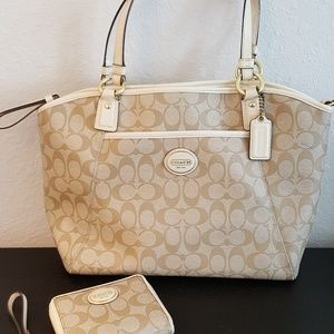 Coach Monogram Leather Tote Bag